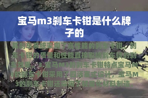 宝马m3刹车卡钳是什么牌子的