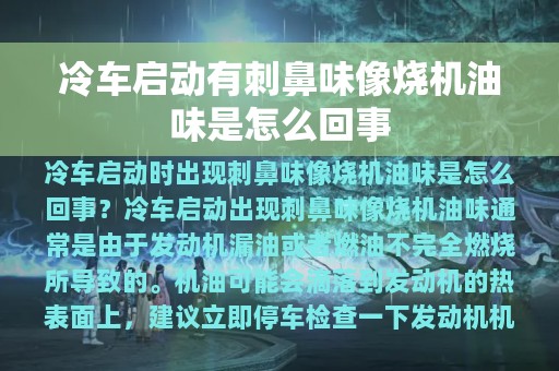 冷车启动有刺鼻味像烧机油味是怎么回事