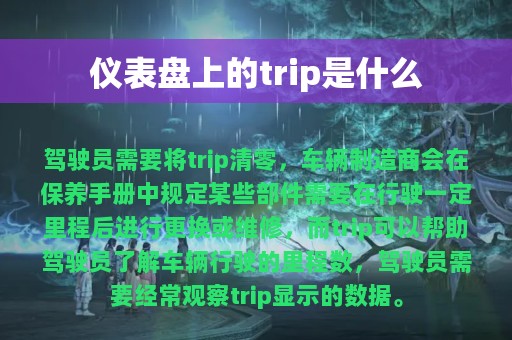 仪表盘上的trip是什么