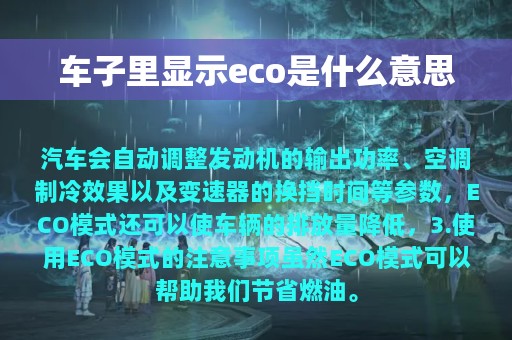 车子里显示eco是什么意思