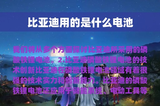 比亚迪用的是什么电池