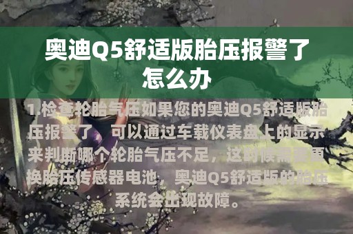 奥迪Q5舒适版胎压报警了怎么办