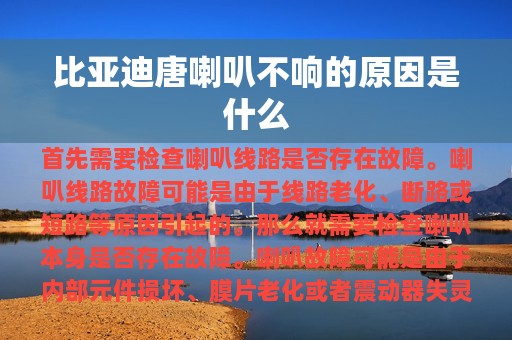 比亚迪唐喇叭不响的原因是什么