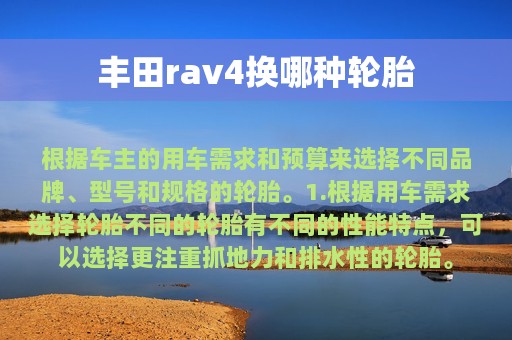 丰田rav4换哪种轮胎