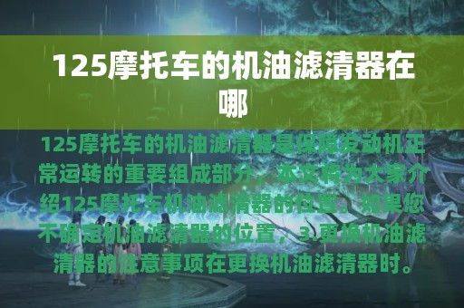 125摩托车的机油滤清器在哪