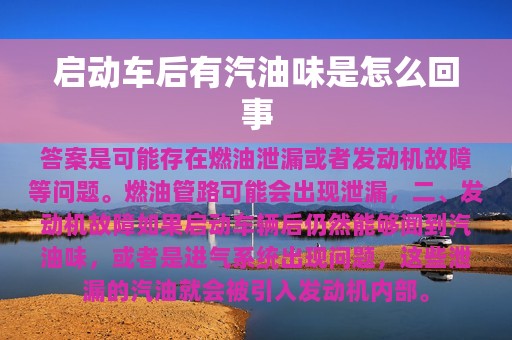 启动车后有汽油味是怎么回事