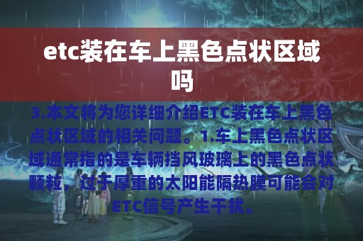 etc装在车上黑色点状区域吗