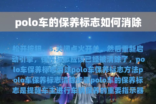 polo车的保养标志如何消除