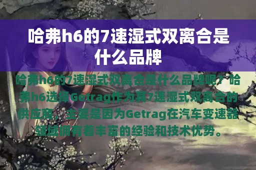 哈弗h6的7速湿式双离合是什么品牌