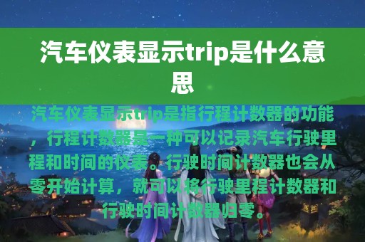 汽车仪表显示trip是什么意思