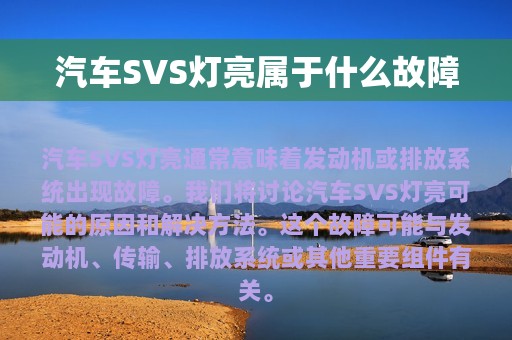 汽车SVS灯亮属于什么故障