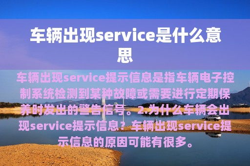 车辆出现service是什么意思