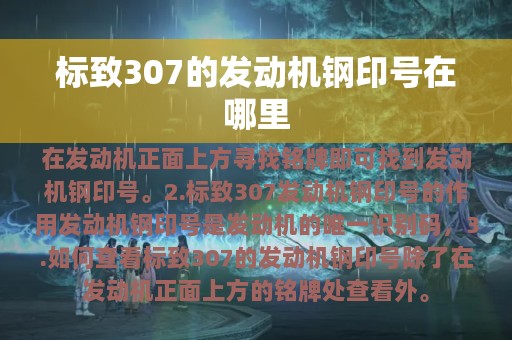 标致307的发动机钢印号在哪里