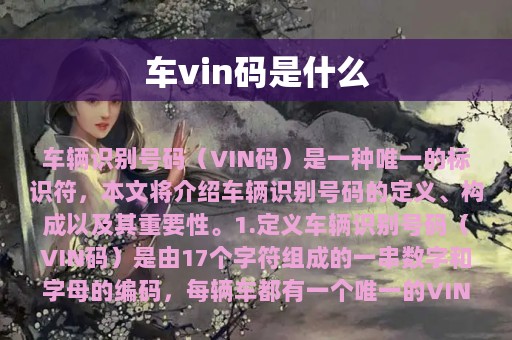 车vin码是什么