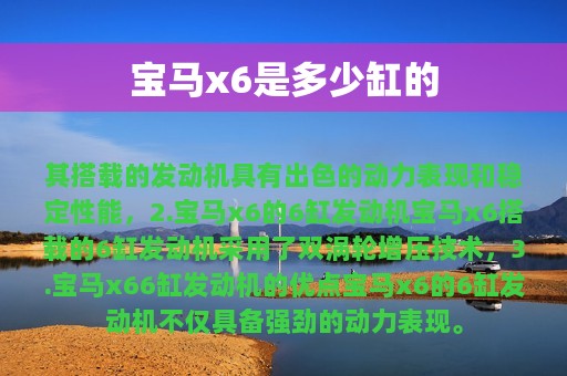 宝马x6是多少缸的