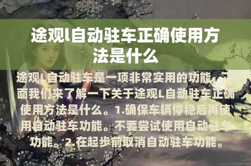 途观l自动驻车正确使用方法是什么