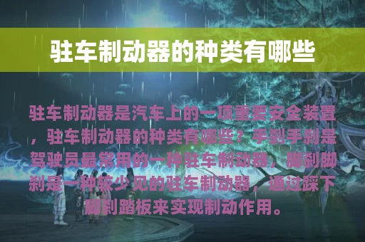 驻车制动器的种类有哪些