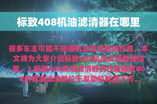 标致408机油滤清器在哪里