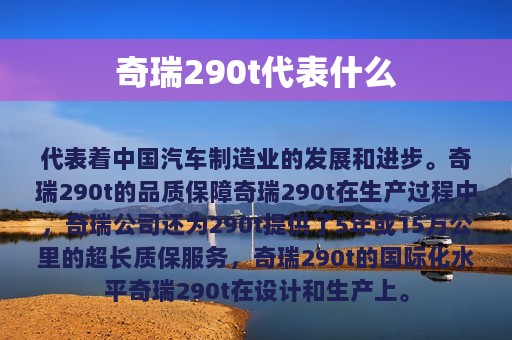 奇瑞290t代表什么