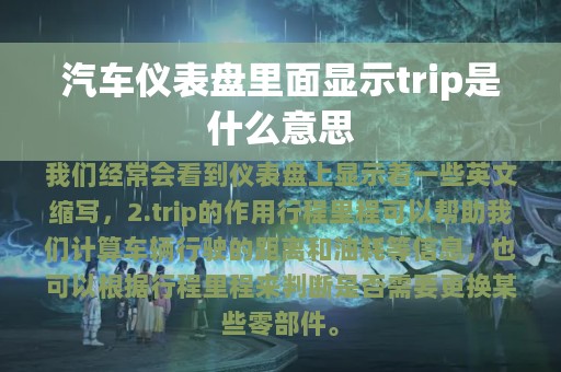 汽车仪表盘里面显示trip是什么意思