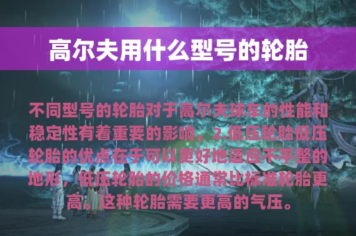 高尔夫用什么型号的轮胎