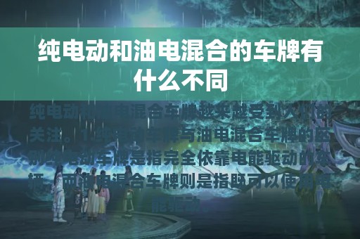 纯电动和油电混合的车牌有什么不同