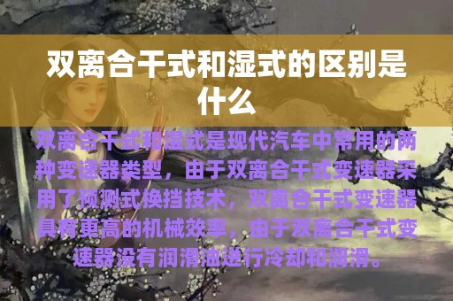 双离合干式和湿式的区别是什么