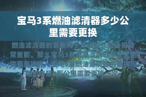 宝马3系燃油滤清器多少公里需要更换