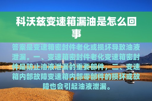 科沃兹变速箱漏油是怎么回事