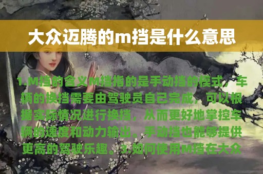 大众迈腾的m挡是什么意思