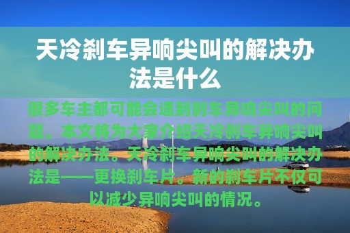 天冷刹车异响尖叫的解决办法是什么