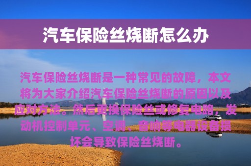 汽车保险丝烧断怎么办