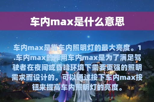 车内max是什么意思