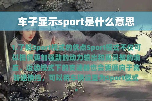 车子显示sport是什么意思