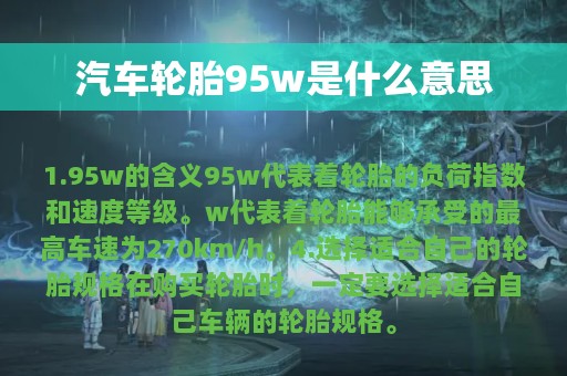 汽车轮胎95w是什么意思