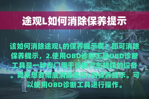 途观L如何消除保养提示