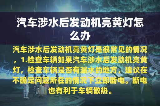 汽车涉水后发动机亮黄灯怎么办