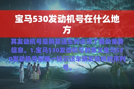 宝马530发动机号在什么地方