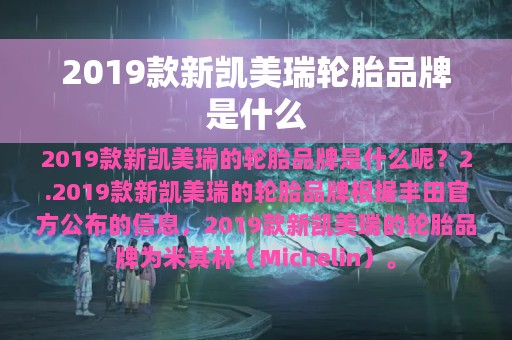 2019款新凯美瑞轮胎品牌是什么