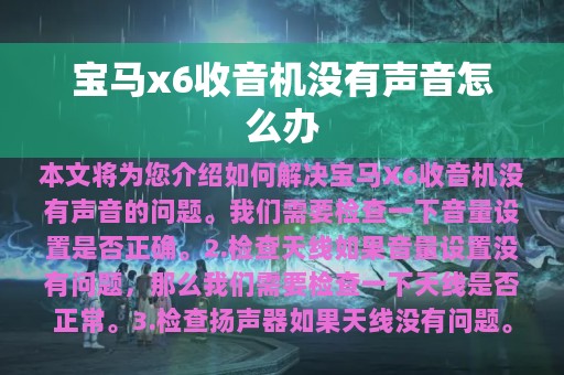 宝马x6收音机没有声音怎么办