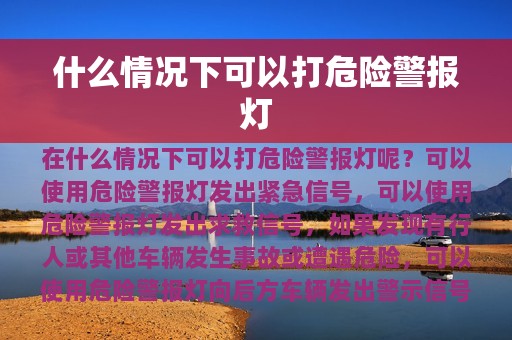 什么情况下可以打危险警报灯