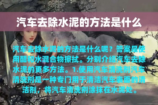 汽车去除水泥的方法是什么