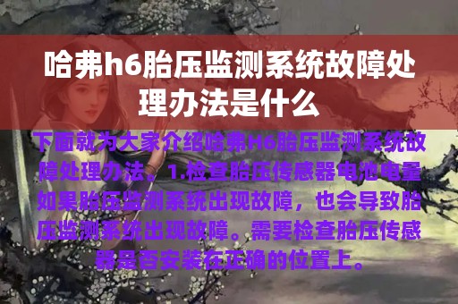 哈弗h6胎压监测系统故障处理办法是什么