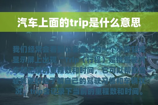 汽车上面的trip是什么意思