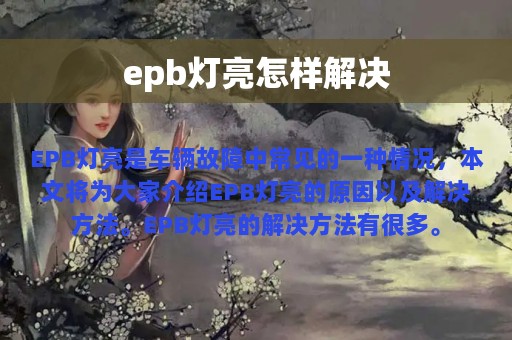 epb灯亮怎样解决