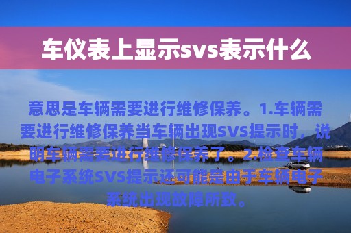 车仪表上显示svs表示什么