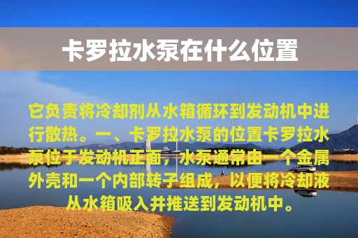 卡罗拉水泵在什么位置