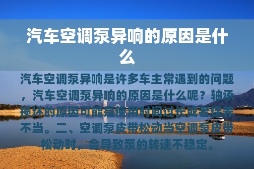 汽车空调泵异响的原因是什么