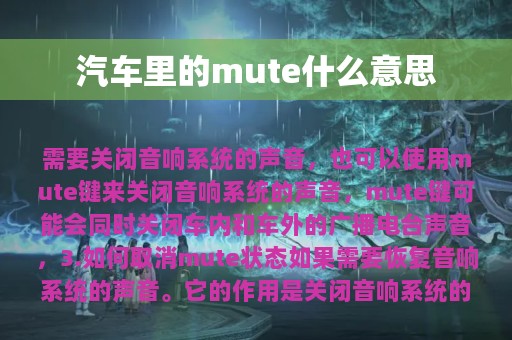 汽车里的mute什么意思