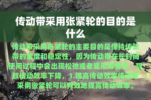 传动带采用张紧轮的目的是什么